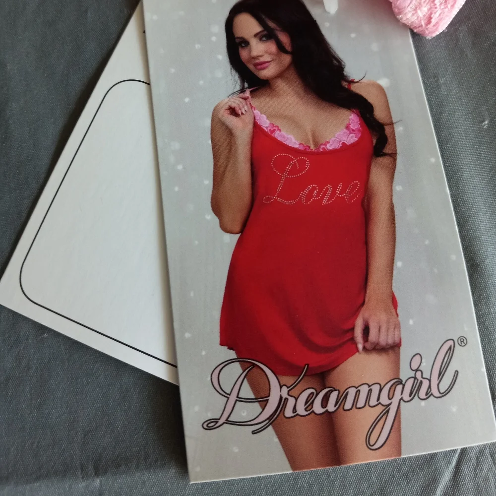 Dreamgirl 2-PC Love Chemise & Hearts Pattern Bralette Set